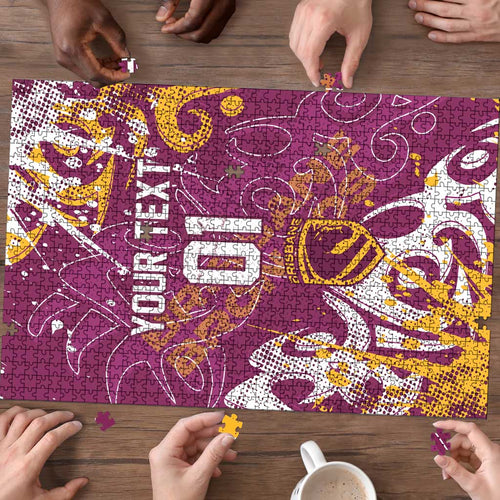 Personalized Brisbane Broncos Rugby Puzzle Urban Street Graffiti Style - Distressed Splatter Elements