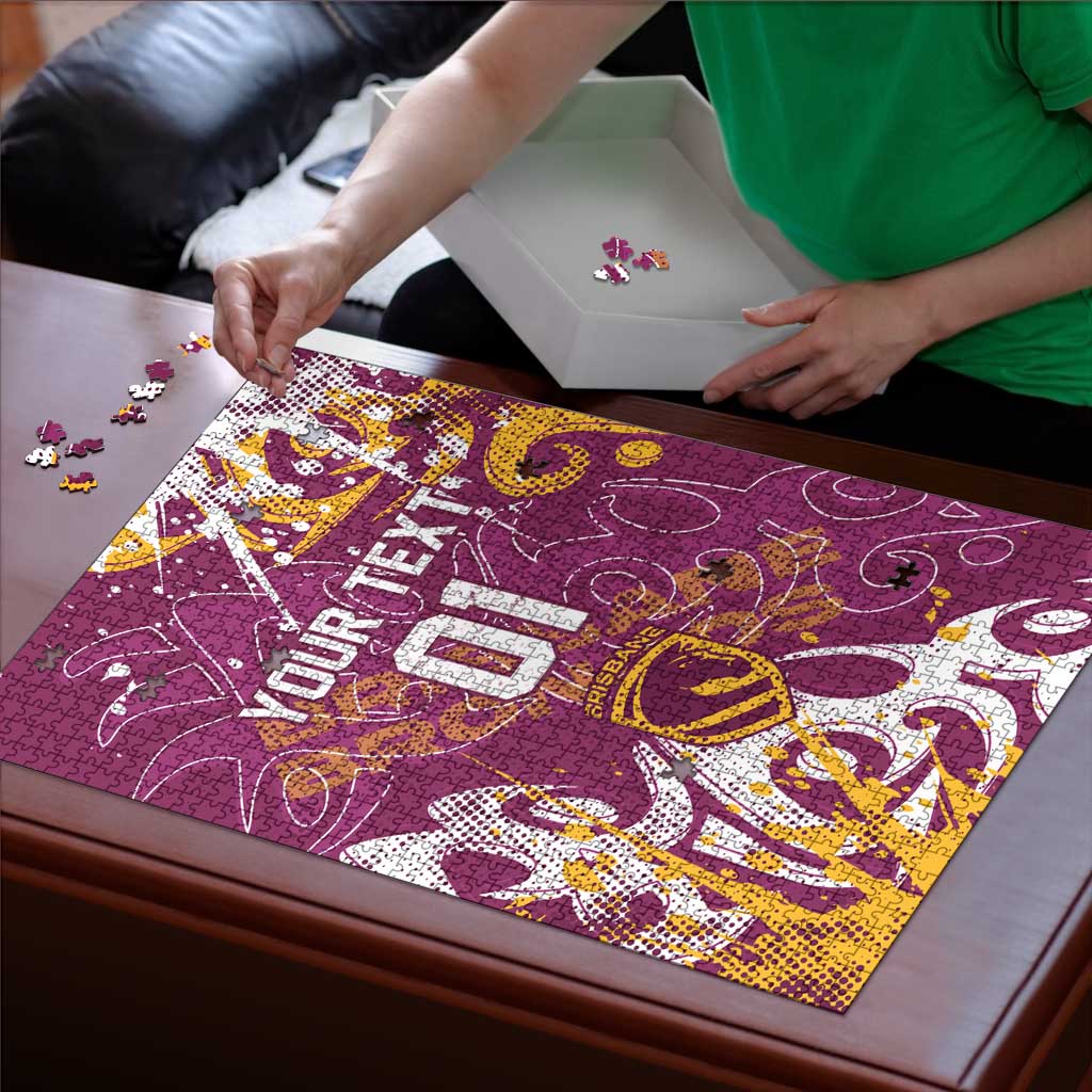 Personalized Brisbane Broncos Rugby Puzzle Urban Street Graffiti Style - Distressed Splatter Elements