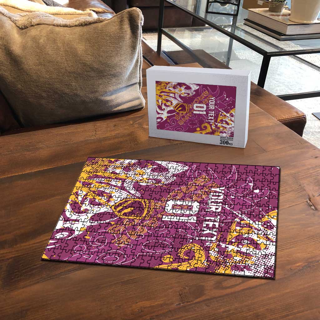 Personalized Brisbane Broncos Rugby Puzzle Urban Street Graffiti Style - Distressed Splatter Elements