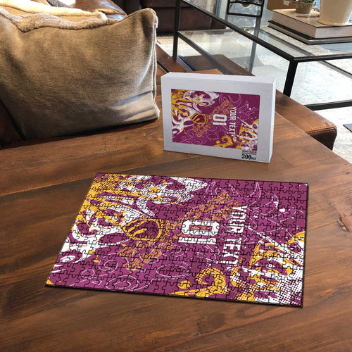 Personalized Brisbane Broncos Rugby Puzzle Urban Street Graffiti Style - Distressed Splatter Elements