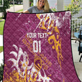 Personalized Brisbane Broncos Rugby Quilt Urban Street Graffiti Style - Distressed Splatter Elements