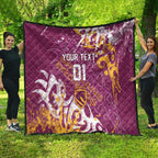 Personalized Brisbane Broncos Rugby Quilt Urban Street Graffiti Style - Distressed Splatter Elements