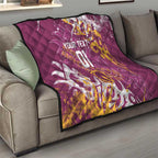 Personalized Brisbane Broncos Rugby Quilt Urban Street Graffiti Style - Distressed Splatter Elements