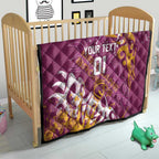 Personalized Brisbane Broncos Rugby Quilt Urban Street Graffiti Style - Distressed Splatter Elements