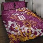 Personalized Brisbane Broncos Rugby Quilt Bed Set Urban Street Graffiti Style - Distressed Splatter Elements