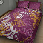 Personalized Brisbane Broncos Rugby Quilt Bed Set Urban Street Graffiti Style - Distressed Splatter Elements
