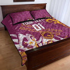 Personalized Brisbane Broncos Rugby Quilt Bed Set Urban Street Graffiti Style - Distressed Splatter Elements