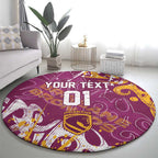 Personalized Brisbane Broncos Rugby Round Carpet Urban Street Graffiti Style - Distressed Splatter Elements