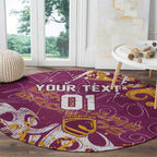 Personalized Brisbane Broncos Rugby Round Carpet Urban Street Graffiti Style - Distressed Splatter Elements