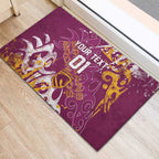 Personalized Brisbane Broncos Rugby Rubber Doormat Urban Street Graffiti Style - Distressed Splatter Elements