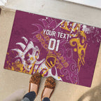 Personalized Brisbane Broncos Rugby Rubber Doormat Urban Street Graffiti Style - Distressed Splatter Elements