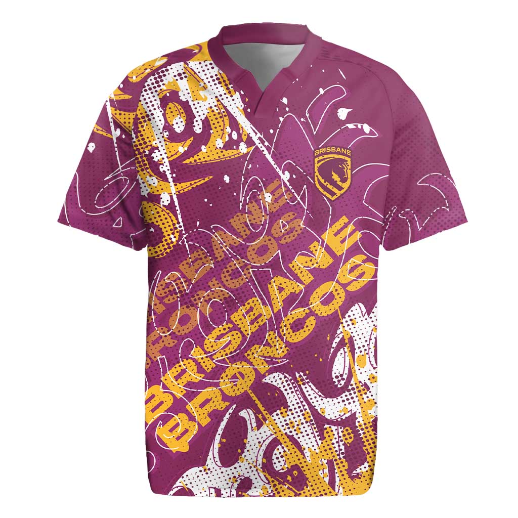 Personalized Brisbane Broncos Rugby Rugby Jersey Urban Street Graffiti Style - Distressed Splatter Elements