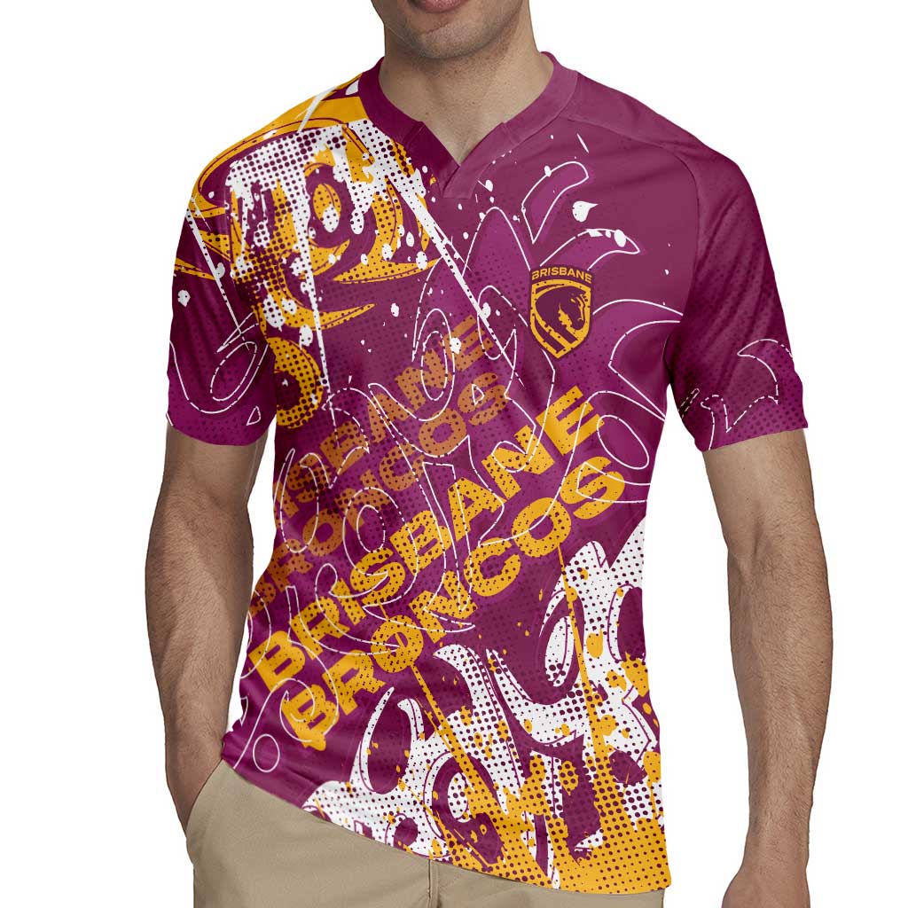 Personalized Brisbane Broncos Rugby Rugby Jersey Urban Street Graffiti Style - Distressed Splatter Elements
