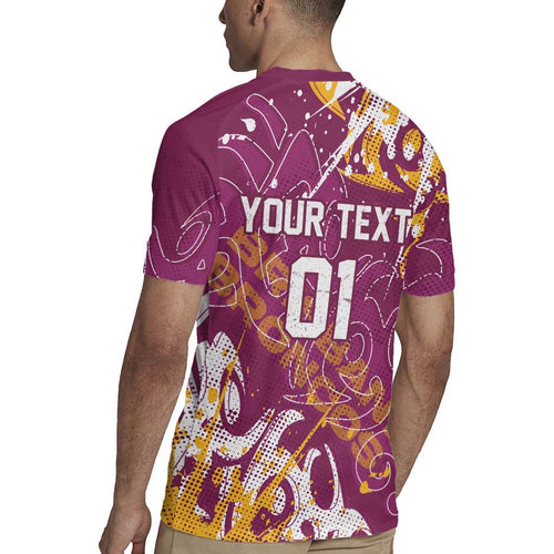 Personalized Brisbane Broncos Rugby Rugby Jersey Urban Street Graffiti Style - Distressed Splatter Elements