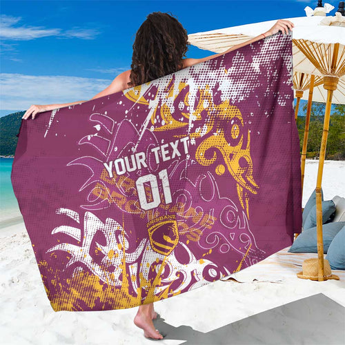 Personalized Brisbane Broncos Rugby Sarong Urban Street Graffiti Style - Distressed Splatter Elements