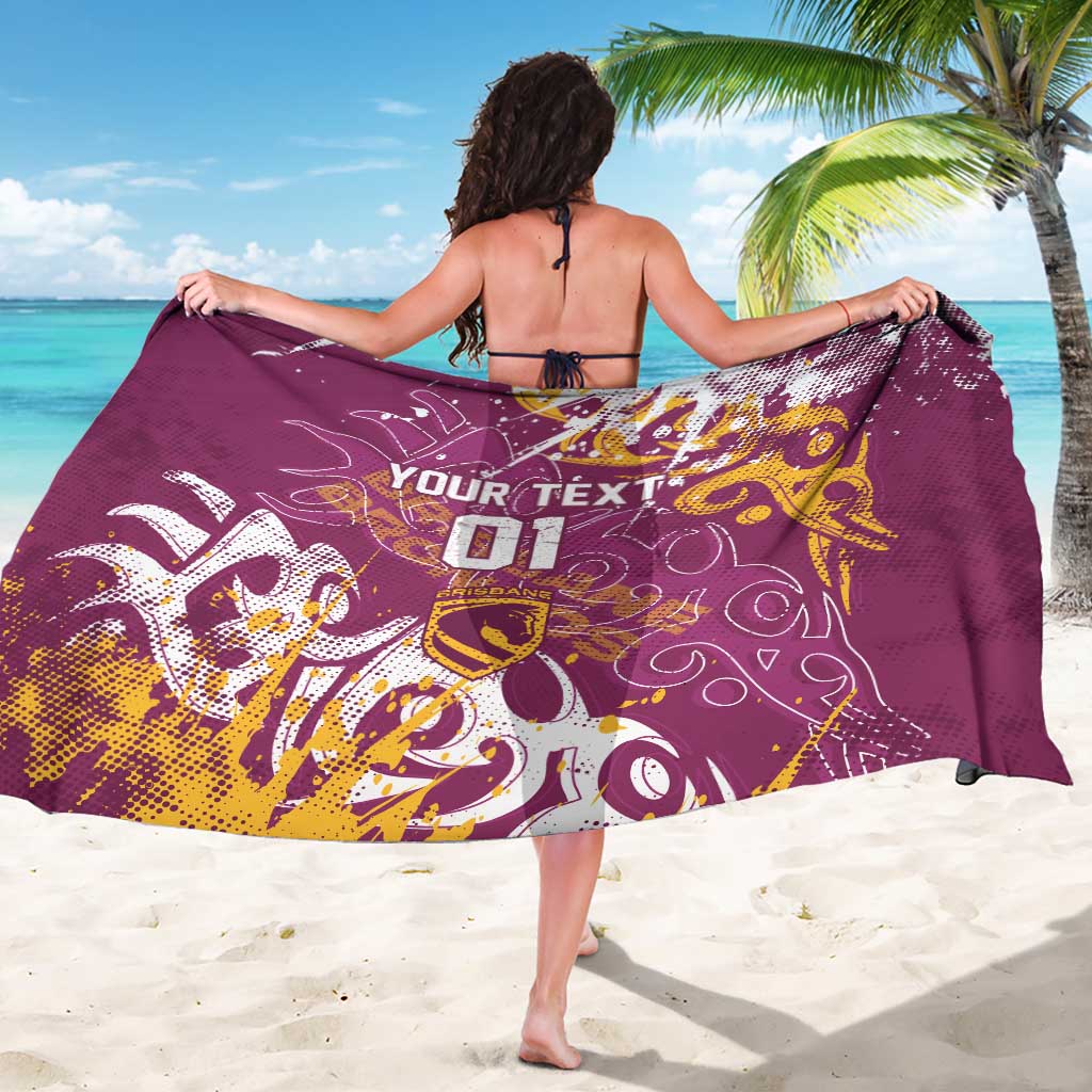 Personalized Brisbane Broncos Rugby Sarong Urban Street Graffiti Style - Distressed Splatter Elements