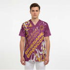 Personalized Brisbane Broncos Rugby Scrub Top Urban Street Graffiti Style - Distressed Splatter Elements
