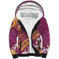 Personalized Brisbane Broncos Rugby Sherpa Hoodie Urban Street Graffiti Style - Distressed Splatter Elements