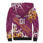 Personalized Brisbane Broncos Rugby Sherpa Hoodie Urban Street Graffiti Style - Distressed Splatter Elements