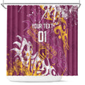 Personalized Brisbane Broncos Rugby Shower Curtain Urban Street Graffiti Style - Distressed Splatter Elements