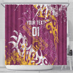 Personalized Brisbane Broncos Rugby Shower Curtain Urban Street Graffiti Style - Distressed Splatter Elements