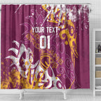 Personalized Brisbane Broncos Rugby Shower Curtain Urban Street Graffiti Style - Distressed Splatter Elements