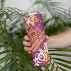 Personalized Brisbane Broncos Rugby Skinny Tumbler Urban Street Graffiti Style - Distressed Splatter Elements