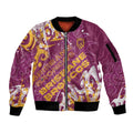Personalized Brisbane Broncos Rugby Sleeve Zip Bomber Jacket Urban Street Graffiti Style - Distressed Splatter Elements