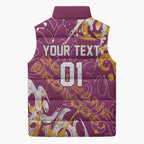 Personalized Brisbane Broncos Rugby Sleeveless Puffer Jacket Urban Street Graffiti Style - Distressed Splatter Elements