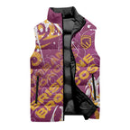 Personalized Brisbane Broncos Rugby Sleeveless Puffer Jacket Urban Street Graffiti Style - Distressed Splatter Elements