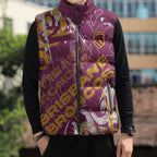 Personalized Brisbane Broncos Rugby Sleeveless Puffer Jacket Urban Street Graffiti Style - Distressed Splatter Elements
