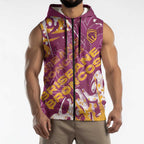 Personalized Brisbane Broncos Rugby Sleeveless Zip Hoodie Urban Street Graffiti Style - Distressed Splatter Elements