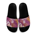 Personalized Brisbane Broncos Rugby Slide Sandals Urban Street Graffiti Style - Distressed Splatter Elements