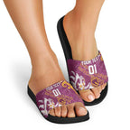 Personalized Brisbane Broncos Rugby Slide Sandals Urban Street Graffiti Style - Distressed Splatter Elements