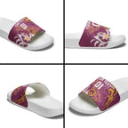 Personalized Brisbane Broncos Rugby Slide Sandals Urban Street Graffiti Style - Distressed Splatter Elements