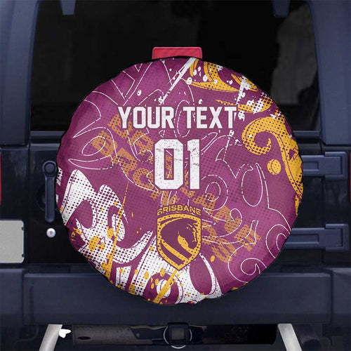 Personalized Brisbane Broncos Rugby Spare Tire Cover Urban Street Graffiti Style - Distressed Splatter Elements