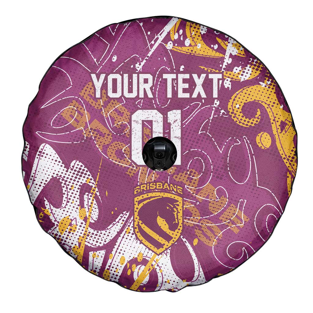 Personalized Brisbane Broncos Rugby Spare Tire Cover Urban Street Graffiti Style - Distressed Splatter Elements