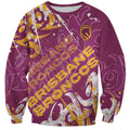 Personalized Brisbane Broncos Rugby Sweatshirt Urban Street Graffiti Style - Distressed Splatter Elements