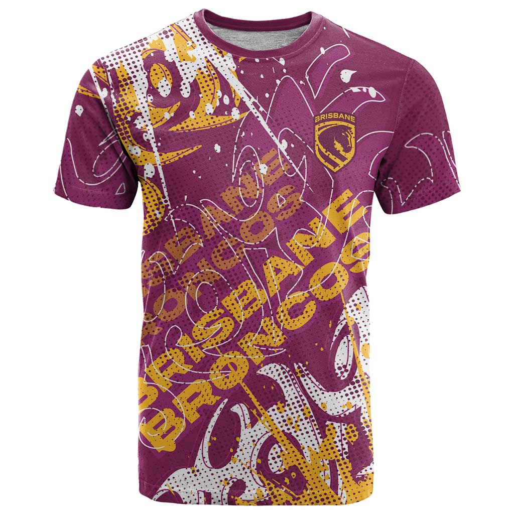 Personalized Brisbane Broncos Rugby T Shirt Urban Street Graffiti Style - Distressed Splatter Elements