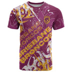 Personalized Brisbane Broncos Rugby T Shirt Urban Street Graffiti Style - Distressed Splatter Elements
