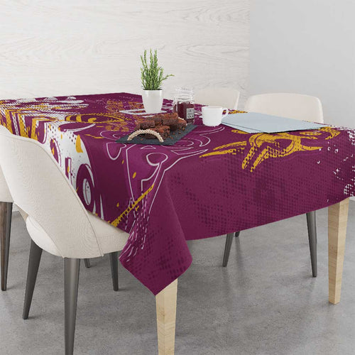 Personalized Brisbane Broncos Rugby Tablecloth Urban Street Graffiti Style - Distressed Splatter Elements
