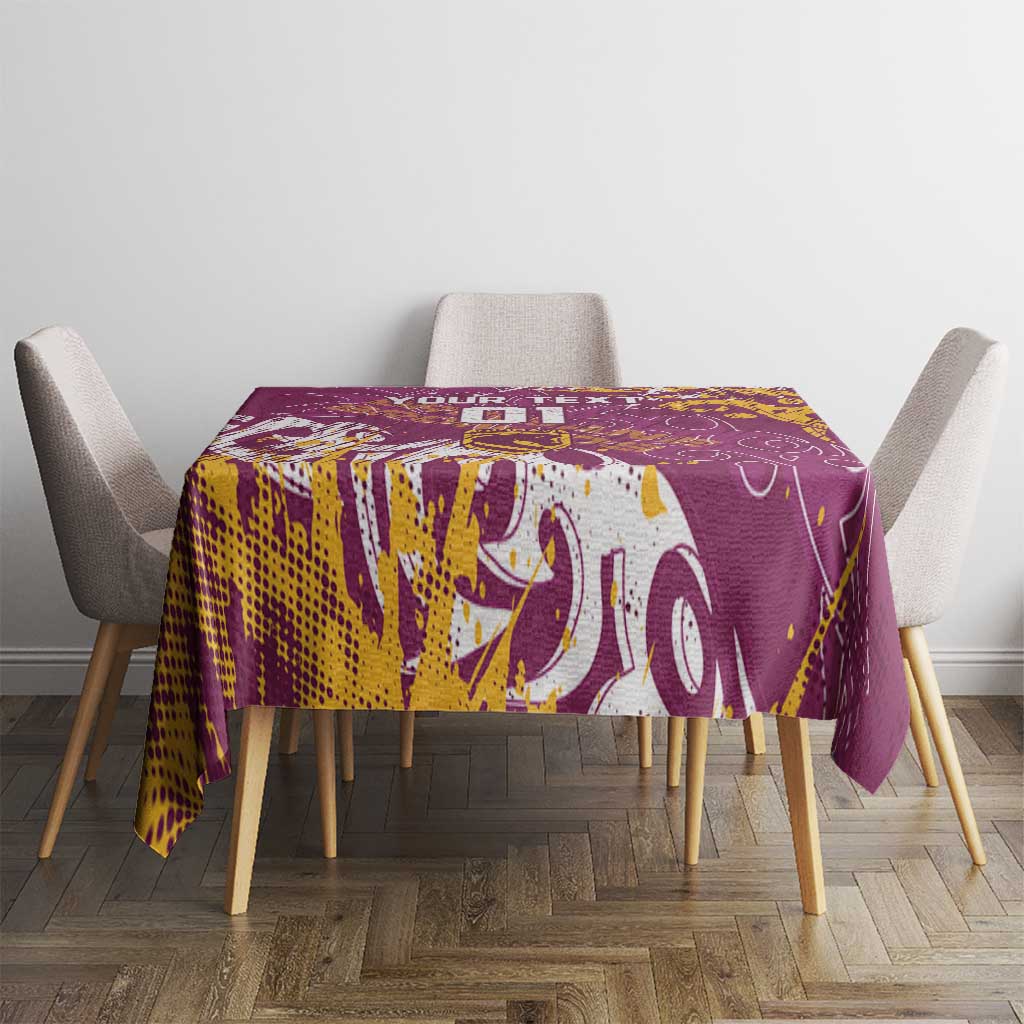 Personalized Brisbane Broncos Rugby Tablecloth Urban Street Graffiti Style - Distressed Splatter Elements