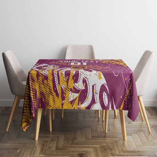 Personalized Brisbane Broncos Rugby Tablecloth Urban Street Graffiti Style - Distressed Splatter Elements