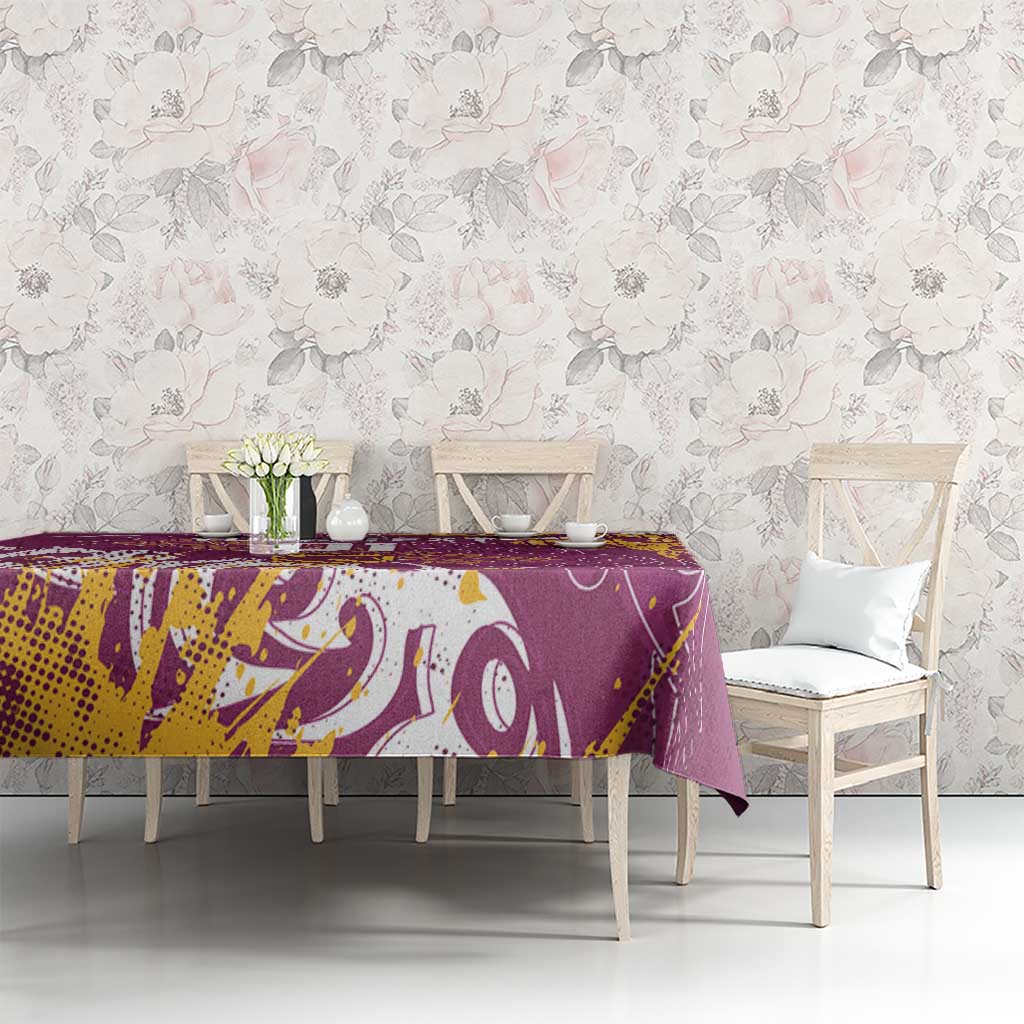 Personalized Brisbane Broncos Rugby Tablecloth Urban Street Graffiti Style - Distressed Splatter Elements