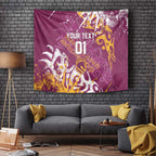 Personalized Brisbane Broncos Rugby Tapestry Urban Street Graffiti Style - Distressed Splatter Elements