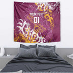 Personalized Brisbane Broncos Rugby Tapestry Urban Street Graffiti Style - Distressed Splatter Elements