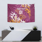 Personalized Brisbane Broncos Rugby Tapestry Urban Street Graffiti Style - Distressed Splatter Elements