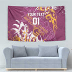 Personalized Brisbane Broncos Rugby Tapestry Urban Street Graffiti Style - Distressed Splatter Elements