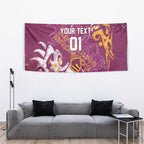 Personalized Brisbane Broncos Rugby Tapestry Urban Street Graffiti Style - Distressed Splatter Elements