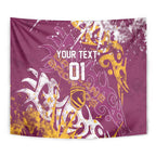 Personalized Brisbane Broncos Rugby Tapestry Urban Street Graffiti Style - Distressed Splatter Elements